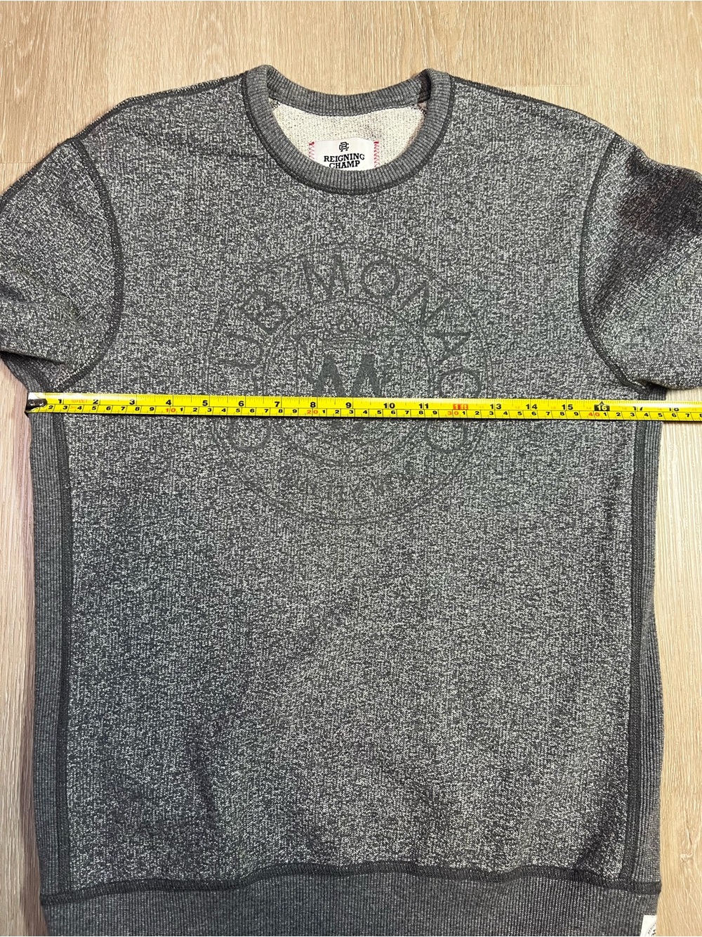 Club Monaco Reigning Champ Men's Heather Charcoal Crewneck Sweatshirt - Picture 7 of 10